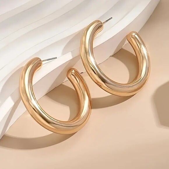 Chunky Hoop Earrings - Picture 2 of 4